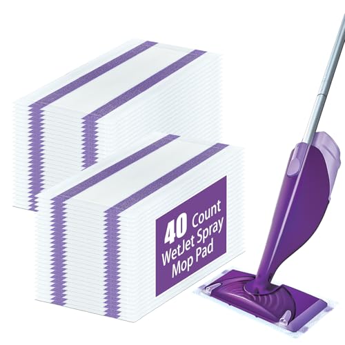 40 Pack Disposable Mop Pad Refills for Swiffer Wet Jet ，Dry&Wet Mopping Pad Compatible with Swiffer Wet Jet and Any Model of Velcro Mop，Multi Surface WetJet Pad for Floor Cleaning