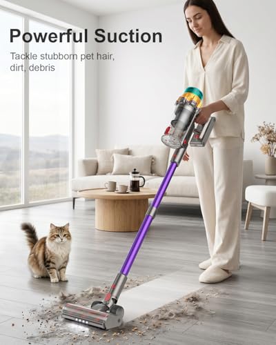Cordless Vacuum Cleaner, 55KPA 650W 65Mins Extra-Large Dust Cup Cordless Stick Vacuum, Rechargeable Vacuum Cleaner with Self-Standing, Vacuum Cleaners for Home, Hardwood Floor, Carpet, Pet Hair