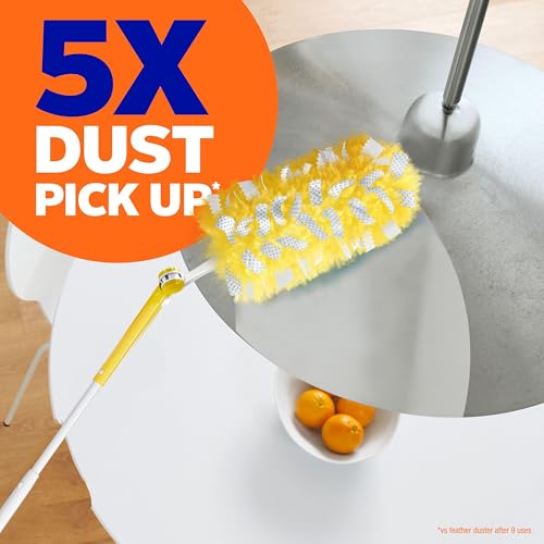 Swiffer Duster Kit with 3 ft Extendable Handle, Dusters for Cleaning, Set Includes 1 Extension Pole and 12 Heavy Duty Dusting Refills Dust Cleaner, Long Extended Wand for Ceiling Fans and Walls