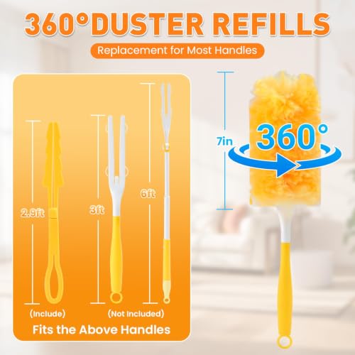 Alotiki Heavy Duty Duster Refills, 40 Count 360° Double-Sided Duster Refill and 1 Yellow Handle, Disposable Dusters Refill for Daily Dust Cleaning, Electronics, Furniture, Blinds, Ceiling Fans