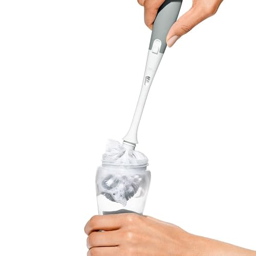 OXO Tot Bottle Brush with Nipple Cleaner and Stand – Gray, 2-Pack
