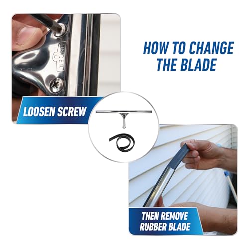 Unger Professional 16” Stainless Steel Window & Glass Cleaning Squeegee - Cleaning Supplies, Heavy Duty Squeegee for Window Cleaning, Streak Free Results