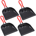 Uiifan 4 Pcs Industrial Metal Dustpans 12" Heavy Duty Dust Pan with Handle Commercial Dustpan Wide Scooper Dust and Debris Sweeping Tool Precision Edge Rubber Grip Loop Handle (Black)