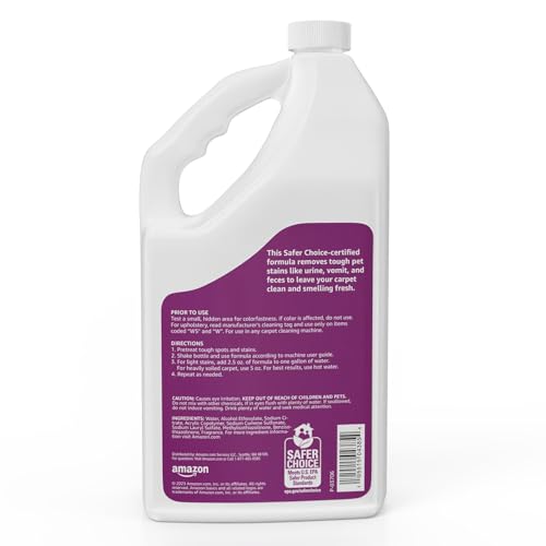 Amazon Basics Pet Stain & Odor Remover, Deep Cleaning Carpet Shampoo, Concentrated Formula, Eliminates Odors, Pet-Safe, Fresh Scent, 64 fl oz