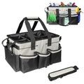 Boczif Cleaning Caddy Bag Wearable, Cleaning Caddy Supplies Organizer with Handle, Shoulder Straps & Detachable Divide, Cleaning Tool Organizers Tote Bag for Cleaners & Housekeepers (White)