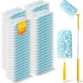 Swilsweep 80 Count Duster Refills with 1 Short Handle & 3 ft Extendable Handle, Compatible with Swiffer Duster, 180° Disposable Microfiber Cleaning Dusters, Unscented