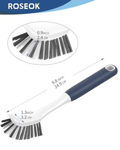 ROSEOK Dish Brush, Dish Scrubber, Nylon Bristles with Built-in Scraper