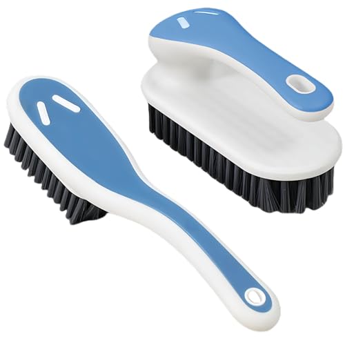 Soft Bristle Scrub Cleaning Brush Stain Remover Brush Fabric Cleaning Brush Laundry Brush Small Scrub Brush Cleaner Household Cleaning Brushes for Carpet, Clothes, Bathroom,Sneaker-2 Pack (Blue)