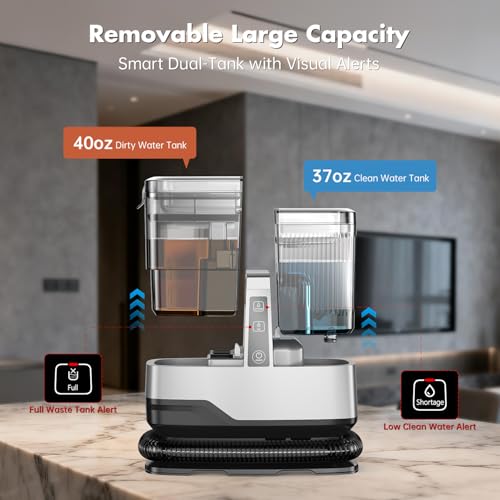 Portable Carpet & Upholstery Spot Cleaner Machine 20Kpa Power Suction Carpet Shampooer Deep Cleaning for Pet Stains,Couch,Stair,Car,Furniture with Dual Brush Heads & Self-Cleaning