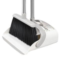 OPTTIDI Broom with Dustpan Combo Set, Hand Broom and Dustpan Set for Sweeping Indoor Angle Broom for Home Office Kitchen Lobby Floor Pet Hair Indoor&Outdoor Cleaning (White&Gray)