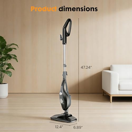 KMFurnila 14-in-1 Steam Mop, 1550W Detachable Handheld Steam Cleaner for Floor Cleaning, 16.4 FT Cord, 2 Washable Pads, Multi-Purpose Floor Steamer for Hardwood, Carpet, Tile, Grout