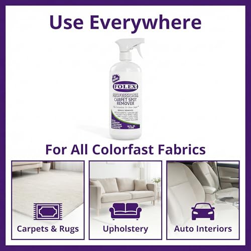 FOLEX - Professional Carpet Cleaner Spray 34 oz - Pet Stain Removal - Instant Stain Removal - No Rinsing Required - Safe for Pets - Works on All Fabrics