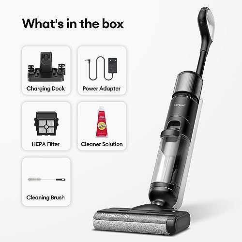 Ultenic Wet Dry Vacuum Cleaner,Cordless Vacuum Mop Combo with Self-Cleaning,Smart Mess Detection,50mins Runtime,3-in-1 Vacuum Mop for Hard Floors,Edge Cleaning,LED Display,Black,AC1 Elite