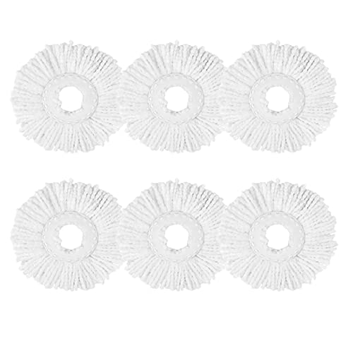 6-Pack Spin Mop Heads Refill, Easy Wring Microfiber Replacement Pads for Deep Cleaning, Universal Fit for Most Round Spin Mops