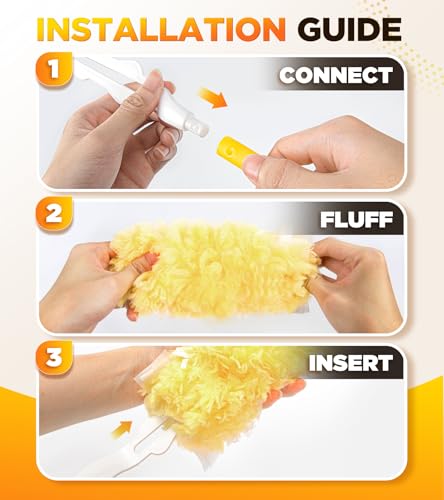Heavy Duty Duster Refills for Swiffer, Multisurface 360° Larger Size Dusters with 4X Microfibers (Yellow, 60 Count)