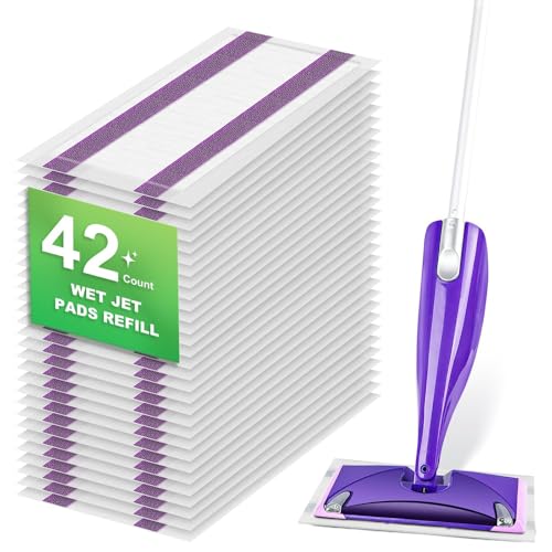 Chyodi 42 Count Disposable for Swiffer Wet Pads Refill Replacement for Swiffer WetJet Spray Mop, Extra Strong Dirt Locking and Water Absorbent, Powerful Stain Removal
