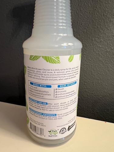 Mighty Mint Daily Shower Cleaner Spray – No Rinse, No Scrub Solution for Glass, Tile & Grout – Plant Based Formula with Peppermint Scent - 16 oz.