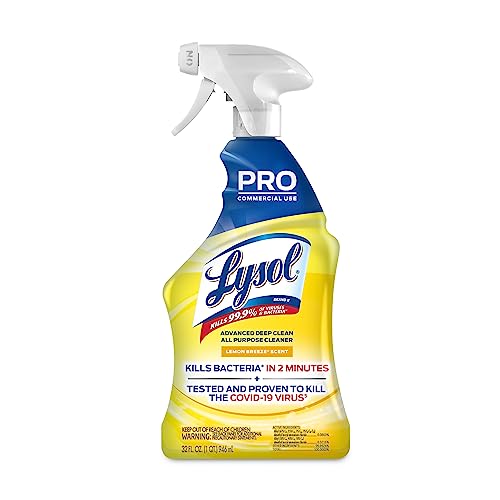 Lysol Pro All-Purpose Cleaner, Advanced Deep Cleaning Sanitizing and Disinfecting Spray, For Commercial Use, Use to Clean and Deodorize, Lemon Breeze Scent, 32oz (Pack of 1)