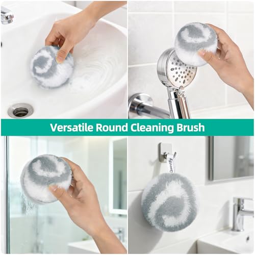 Qaestfy 4-in-1 Tub and Tile Shower Scrubber, 51'' Bathtub Cleaning Brush with Long Handle, Soft & Stiff Bristles Bathroom Scrub Brush, Non-Scratch Shower Cleaner Brush for Cleaning