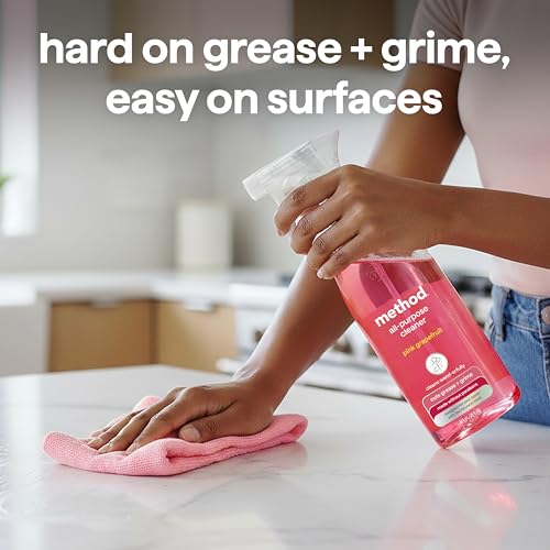 method All-Purpose Cleaner Spray, Pink Grapefruit - Cuts Grease & Grime on Counters, Glass, Sealed Wood & Floors, for Kitchen & Bathroom, 28 fl oz