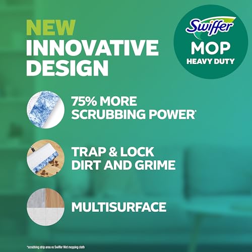 Swiffer Heavy Duty Mop Wet Multi-Surface Cloth Refills for Floor Mopping and Cleaning, Outdoor Window Fresh Scent, 20 count