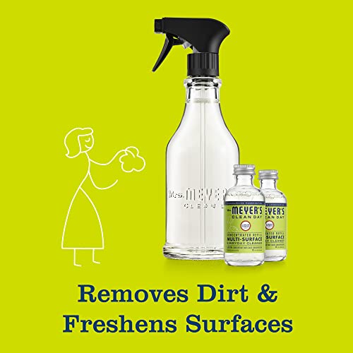 MRS. MEYER'S CLEAN DAY Multi-Surface Cleaner Dispenser and Concentrate Starter Kit, 1 Glass Dispenser (16 Fl. Oz.) and 2 Concentrated Refills (2 Fl. Oz. each), Lemon Verbena, Makes 32 Fl. Oz. Total
