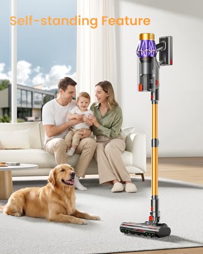 Cordless Vacuum Cleaner, 650W/55KPA/70 Mins Vacuum Cleaners for Home with Self-Standing, Anti-Tangle Vacuum Cordless, Smart Display and 1.8L Cup Cordless Stick Vacuum Cleaner for Pet Hair/Carpets