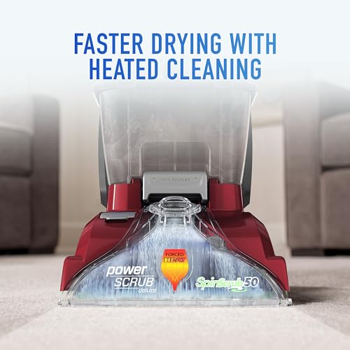 Hoover PowerScrub Deluxe Carpet Cleaner Machine, Deep Cleaning Carpet Shampooer Machine, SpinScrub Brushes, HeatForce Drying, Pet & Upholstery Tools, Pair with Hoover Carpet Cleaner Solution
