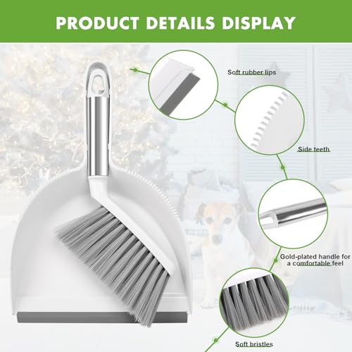 Zehrai Small Broom and Dustpan Set, Dustpan and Brush Set, Small Brush and Dustpan Set, Hand Broom and Dustpan Set, Mini Handheld with Home, Desktop, Kitchen, pet