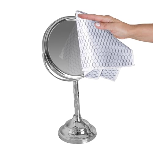 Casabella Lint-Free Microfiber Glass and Mirror Cleaning Cloths, White/Black (Set of 2)