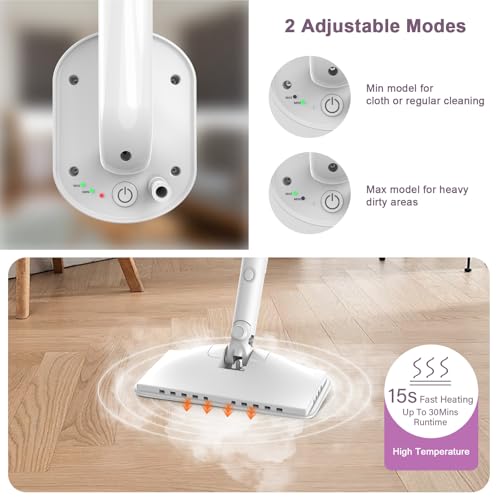 6-in-1 Steam Mop, 1200W Rotated Steam Cleaner for Home, 2 Modes, 400ML Removable Tank, 23FT Power Cord, 2 Pads, Multi-Surface Steamer for Hard Floor, Laminate Floor, Tiles Cleaning (Lunar Halo)