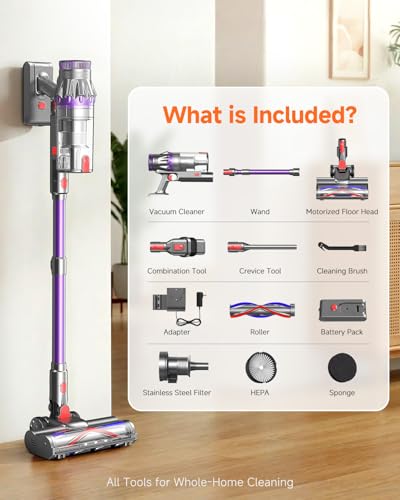 FEPPO Cordless Vacuum Cleaner, Powerful Vacuum Cleaners for Home with 70Mins Runtime, Touch Screen, Self-Standing, Anti-Tangle Stick Vacuum Cordless, Wireless Vacuum for Hardwood Floor/Carpet/Pet Hair