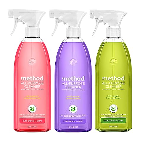 Method All-Purpose Cleaner Variety Pack, Plant-Based Multi-Surface Cleaning Spray, Pink Grapefruit, French Lavender, Lime + Sea Salt, 28 Fluid Ounces (Variety Pack)