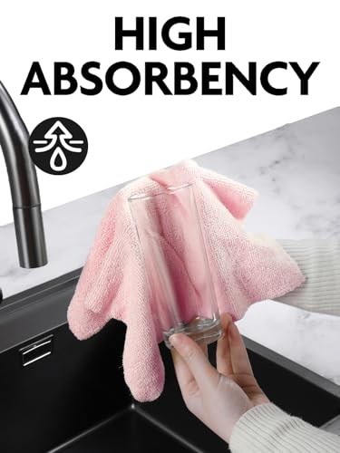 Fantasticlean Microfiber Cleaning Cloth Roll -75 Pack, Tear Away Microfiber Towels, 12" x 12", Reusable, Washable, Scratch Free, Ultra Absorbent Dishcloth for All-Around Cleaning Supplies (Pink)