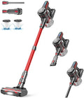CHEBIO Lightweight Cordless Vacuum Cleaners for Home, Stick Vacuum Cordless Rechargeable with 45kPa Suction,45-Min Run,Anti-Tangle and Self-Stand, 6 in 1 Hardwood Vacuum Cleaner (red)