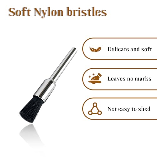 405-02 mini Nylon Bristle Brush for Dremel Brushes,Pen Brush End Brush for Drill, 1/8" Shank Diameter Mini Rotary Tool Accessory（3PCS