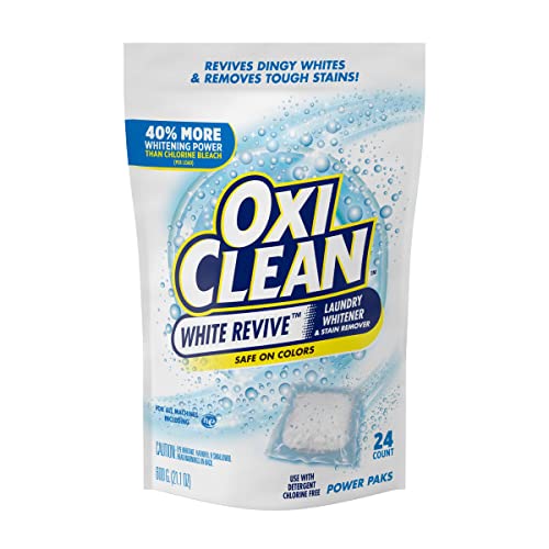 OxiClean White Revive Laundry Whitener & Stain Remover, Safe on Colors, Power Pack, Use with Detergent, Chlorine Free, 24 Pods (Pack of 3)