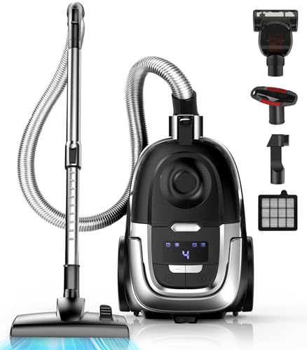 Zefiro Max 1600W Multi-Surface Bagless Canister Vacuum Cleaner, 40kPa Suction, Lightweight Corded Canister Vacuum, HEPA Filter, Auto Cord Rewind, Floors, Carpets, Pet Hair, Home Apartment