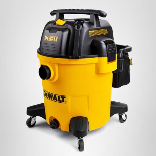 DEWALT 12 Gallon Poly Wet/Dry Vac, 5.5 HP Shop Vacuum Wet Vacuum Cleaner for Workshop, Jobsite, Commericial Area, Large Pick-Up Capacity, Yellow,DXV12P