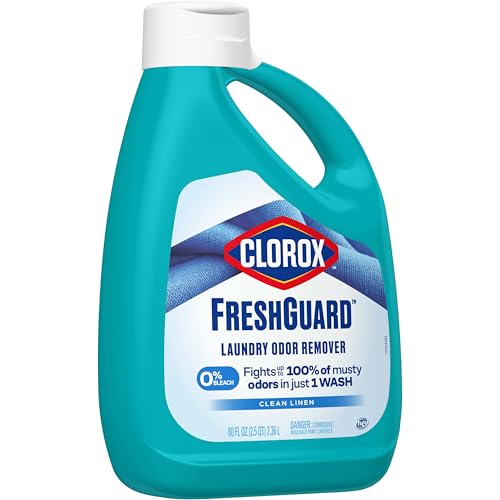 Clorox FreshGuard Laundry Odor Remover, 0% Bleach, Clean Linen, 80 Fl Oz., Pack of 2 (Pack May Vary)