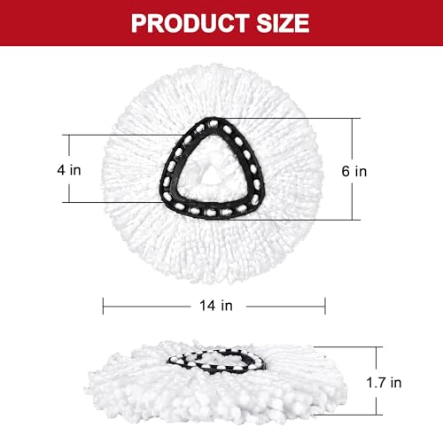 4 Pack Mop Heads Replacements for O-Ceda Easy Wrin Spin System, Microfiber Refills, Easy Cleaning Mop Repalce Head