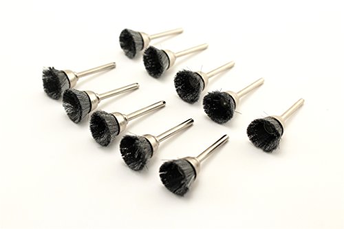 TEMO 10 pc Carbon Steel Bristle 1/2 Inch Cup Wire Brushes with 1/8 Inch Shank for Dremel and Other Rotary Tools on Rust Removal, Corrosion and Scrub Surfaces