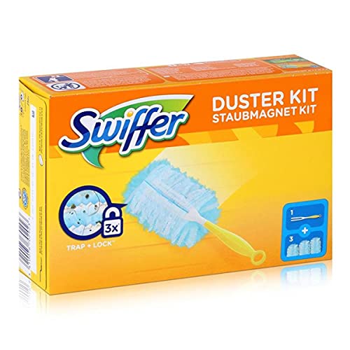 Swiffer Microfibre dust Cleaner Set, 1 Handle and 3 Replacement Pads (Pack of 1x1 Piece)