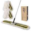 CLEANHOME 36" Commercial Dust Mops for Floor Cleaning Heavy Duty Floor Duster Mop with Long Handle Hotel Gym Household Cleaning Supplies for Hardwood, Tiles, Marble Floors (Green)