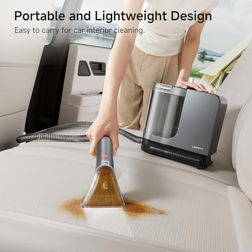 uwant Portable Carpet Cleaner with Steam& Heating System 18Kpa Powerful Suction Carpet Cleaner with 4 Cleaning Tools& Solution 2 in 1 Upholstery Cleaner Steam Cleaner for Pets, Car (Old version)