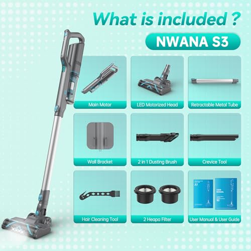 ECOVORTEX 280W Cordless Vacuum Cleaner for Home, Powerful Stick Vacuum with 45min Runtime,Rechargeable Wireless Vacuum for Hardwood Floor Carpet Pet Hair