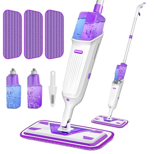 Double Bottle Spray Mop Series - Enspoway Dust Floor Mop with Washable Pads x3 for Wet Dry Home Bathroom Office Commercial for Hardwood Laminate Wood Marble Tiles Ceramic Floor Cleaning