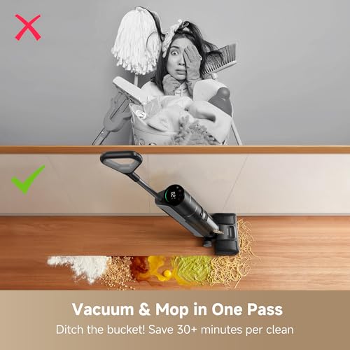 DREAME H12 Pro Gen2 Vacuum Mop, 0 Tangle Wet Dry Vacuum Cleaner, Cordless Vacuum Mop All-in-One for Hard Floors, 180° Lie-Flat Floor Cleaner Machine with 194°F Hot Self-Cleaning, 50Mins Runtime