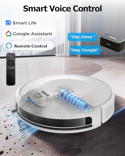 Redroad Robot Vacuums,10KPa Robotic Vacuum Cleaner with Mapping,Lidar Navigation&Obstacle Avoidance,150mins Robot Vacuum with App/Alexa/Remote,Tangle-Free Pet Hair,Self-Charging (White)
