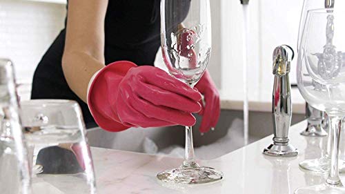 Casabella Premium Waterblock Cleaning Gloves - 6 Pair (12 Gloves) Pink - (Large)